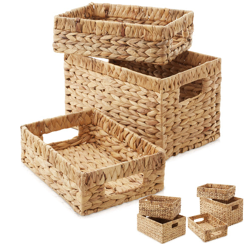 Water Hyacinth Storage Basket Set with Handles